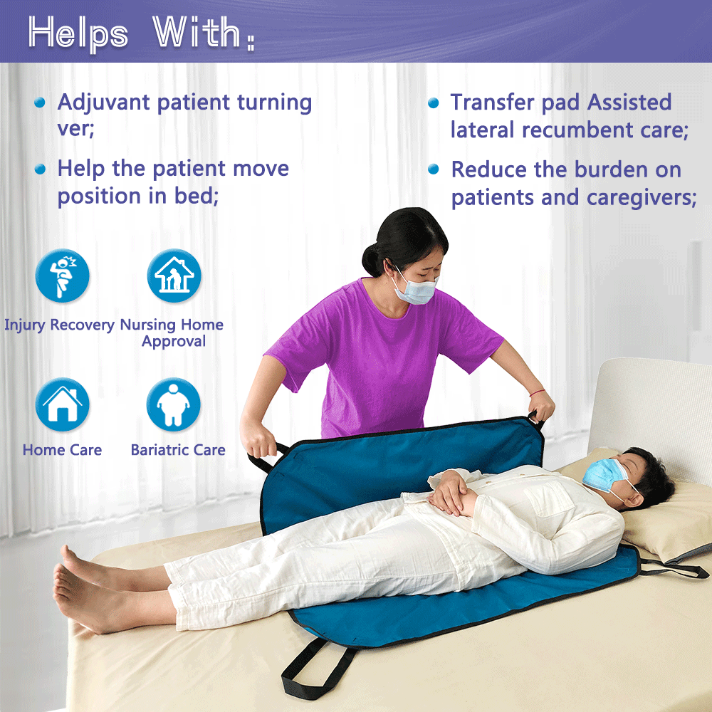 Transfer Board Slide Patient Lift Transfer Belts Lifting Seniors Disabled Positioning Pad Draw Sheet Hospital Bed Pads with Handles for Turning, Lifting & Repositioning (39" X 36")