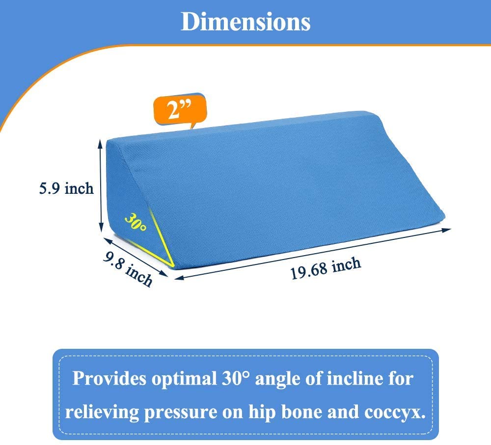 Wedge Pillow Body Position Wedges Back Positioning Elevation Pillow Case Pregnancy Bedroom Eevated Body Alignment Ankle Support Pillow Leg Bolster (Blue)