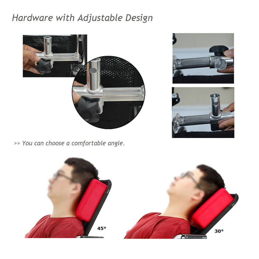 Neck Support Wheelchair Headrest Head Padding Portable Adjustable Cushion Red