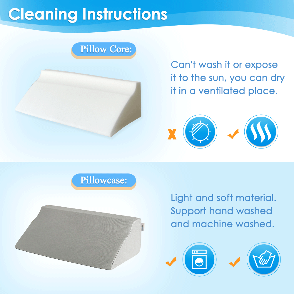 cleaning instructions for grey wedge pillow