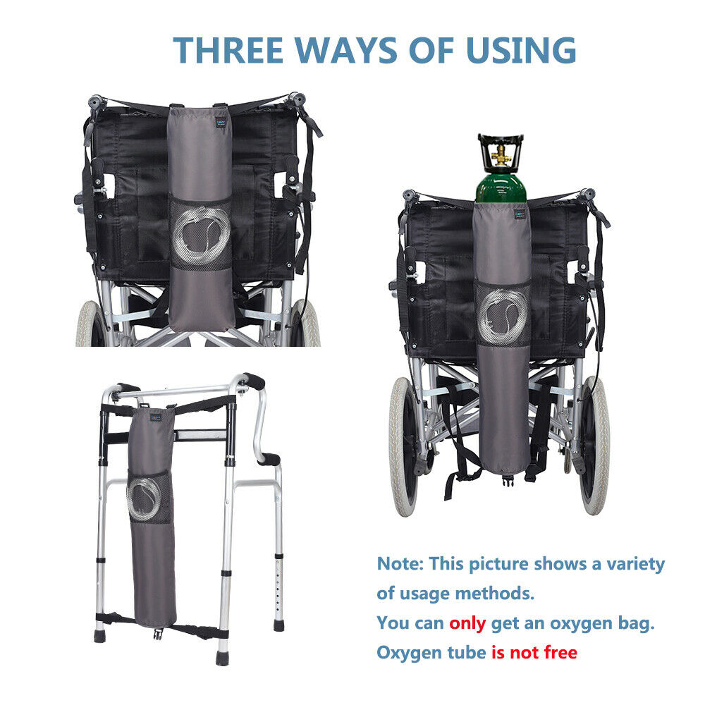 Oxygen Bag Backpack Holder Wheelchair Walker Portable Oxygen Tank Carrier Gray