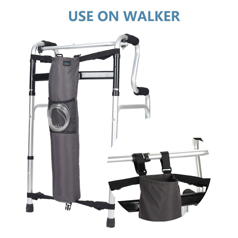 Oxygen Bag Backpack Holder Wheelchair Walker Portable Oxygen Tank Carrier Gray