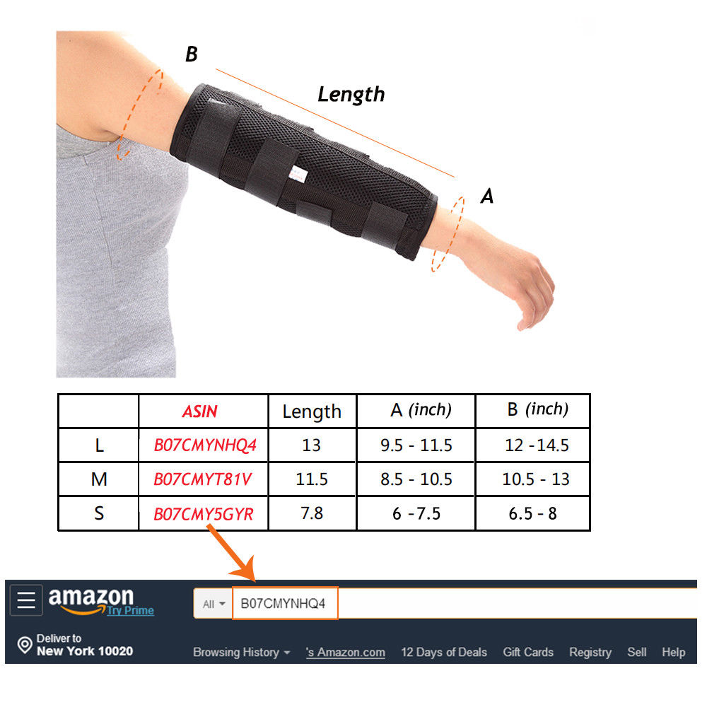Elbow Brace Splint Arm Ulnar Nerve Cubital Tunnel Syndrome Brace Elbow Immobilizer Adult Tennis Arm Stabilizer PM Night Splint Radial Nerve Sleep Restraints Wrap S M L