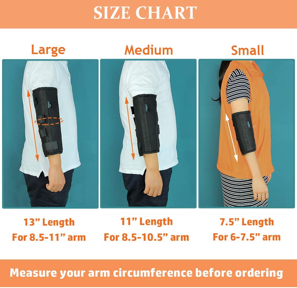 Elbow Brace Splint Arm Ulnar Nerve Cubital Tunnel Syndrome Brace Elbow Immobilizer Adult Tennis Arm Stabilizer PM Night Splint Radial Nerve Sleep Restraints Wrap S M L