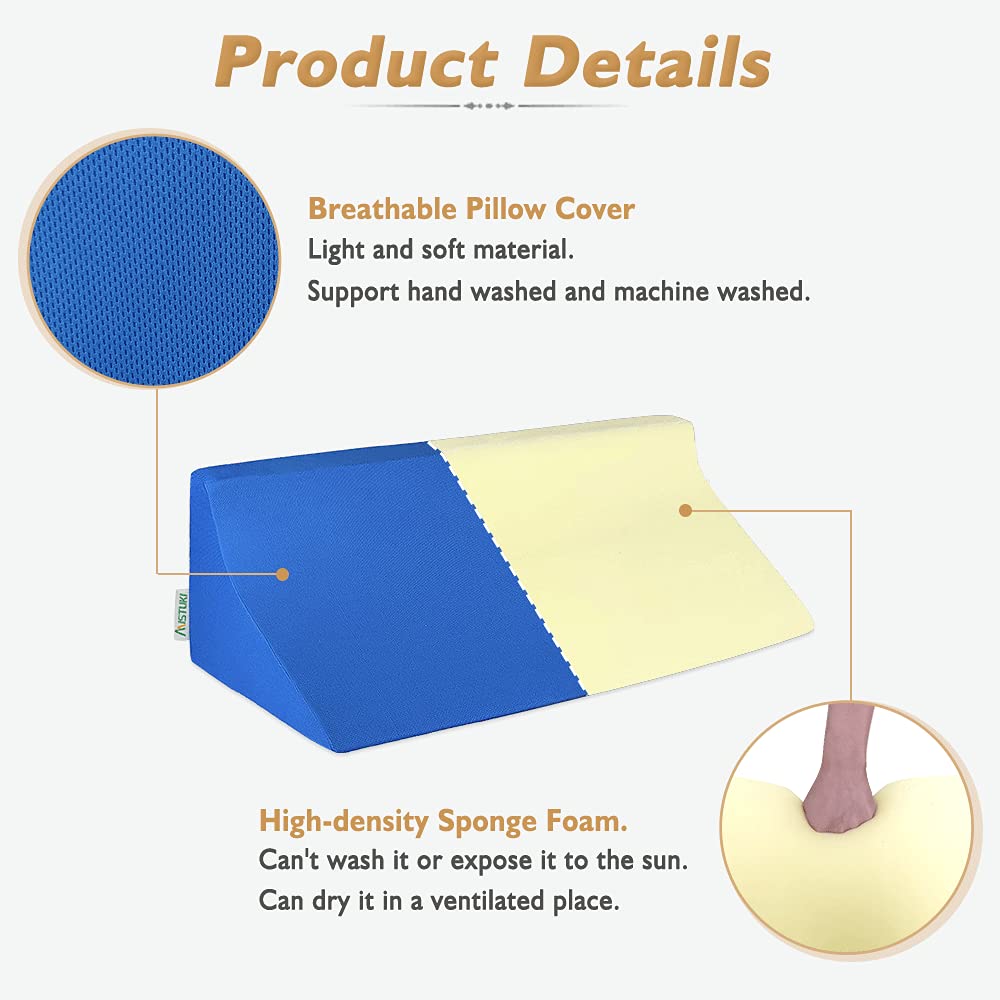 Wedge Pillow for Sleeping After Surgery Bed Foam Wedges Body Positioners Leg Elevation Incline Bolster 30 Degree Medical Triangle Positioning Pillow