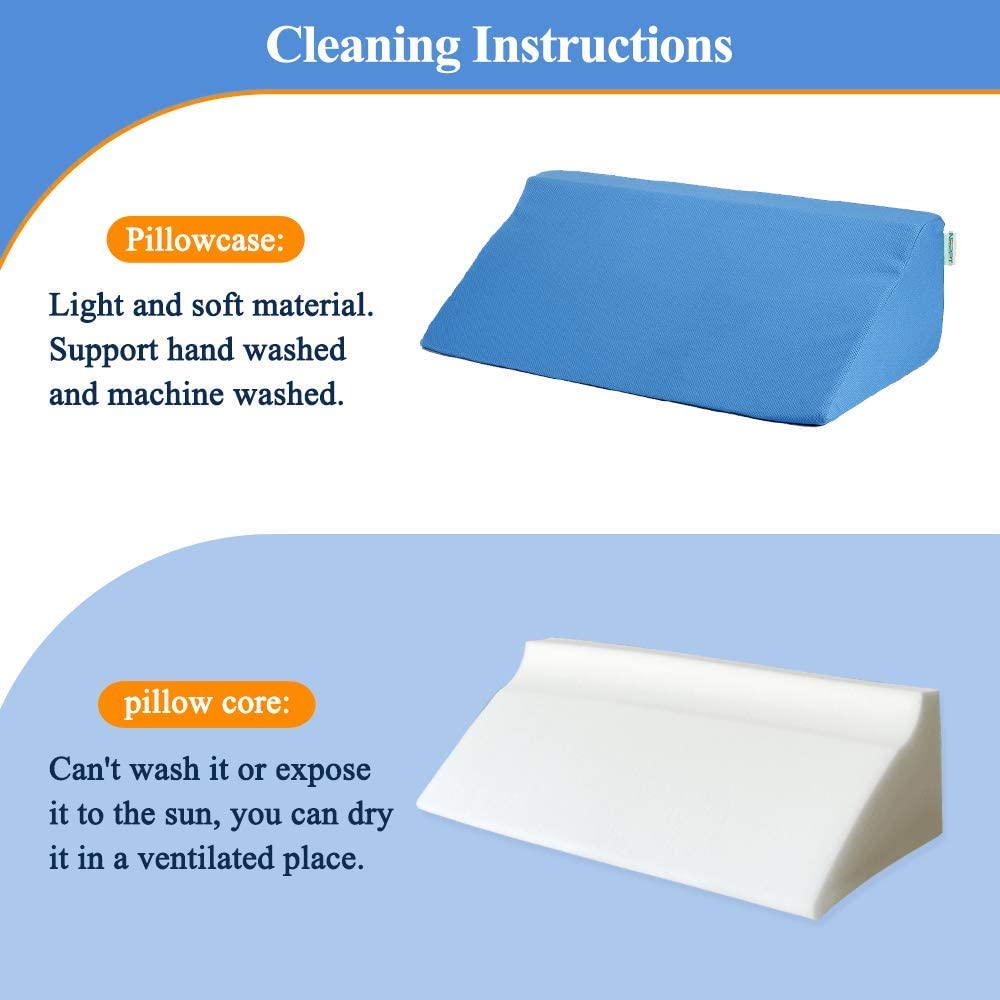 Wedge Pillow Body Position Wedges Back Positioning Elevation Pillow Case Pregnancy Bedroom Eevated Body Alignment Ankle Support Pillow Leg Bolster (Blue)