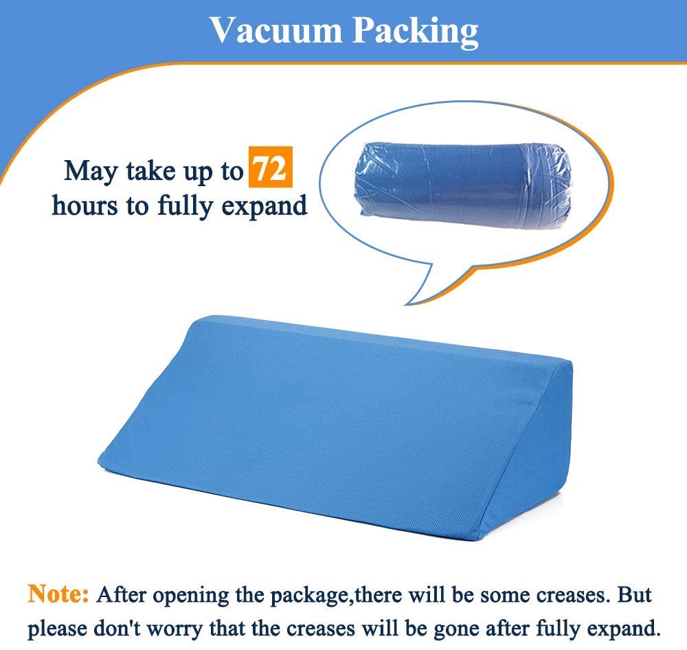 Wedge Pillow Body Position Wedges Back Positioning Elevation Pillow Case Pregnancy Bedroom Eevated Body Alignment Ankle Support Pillow Leg Bolster (Blue)