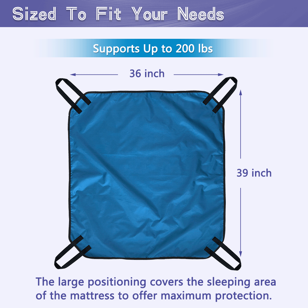 Transfer Board Slide Patient Lift Transfer Belts Lifting Seniors Disabled Positioning Pad Draw Sheet Hospital Bed Pads with Handles for Turning, Lifting & Repositioning (39" X 36")