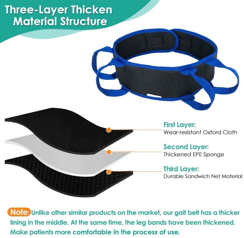 Gait Belt Patient Lift Transfer Board Slide Sling Transport Grip Belts