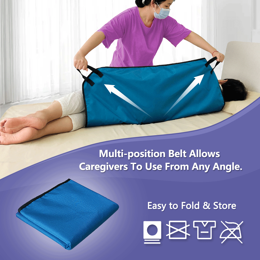 Transfer Board Slide Patient Lift Transfer Belts Lifting Seniors Disabled Positioning Pad Draw Sheet Hospital Bed Pads with Handles for Turning, Lifting & Repositioning (39" X 36")