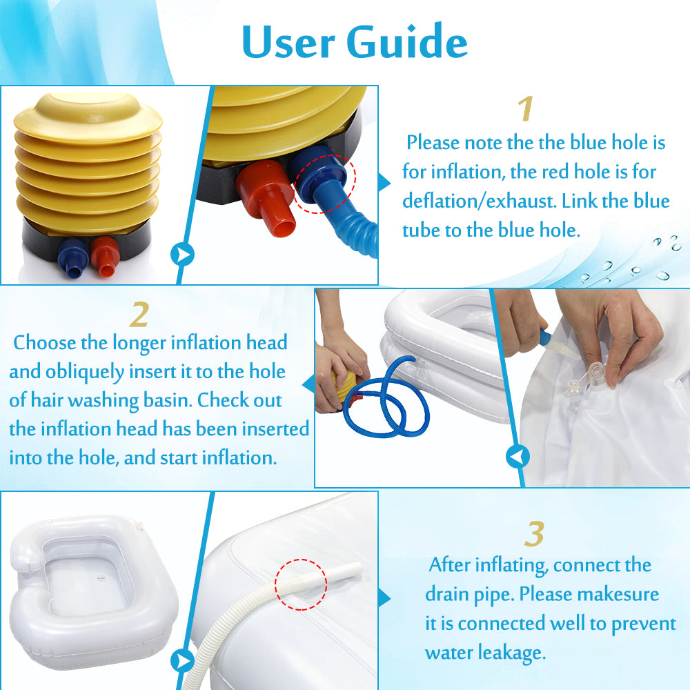 Inflatable Hair Washing Basin Shampoo Bowl for Bedridden Portable with Pump