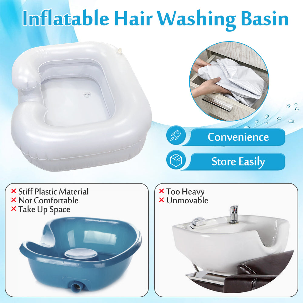 Inflatable Hair Washing Basin Shampoo Bowl for Bedridden Portable with Pump