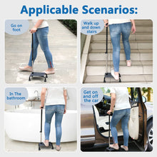 Cargar imagen en el visor de la galería, Stair Climbing Cane Half Step Stair Lifts Aid Seniors Balance Walking Sticks 4 Prong Quad Base Seat Adjustable Helper to Walk Up and Down Stairs Assist Devices for Men Women Elderly
