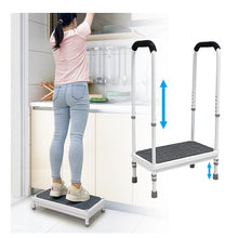 Load image into Gallery viewer, Step Stool with Handle for Elderly Medical Step Stools Seniors Handicap Safety Wide Platform Metal Step Ramp for Adults Foot Stool with Handle Fall Prevention Devices Stair Assist Helper (400 LBS)
