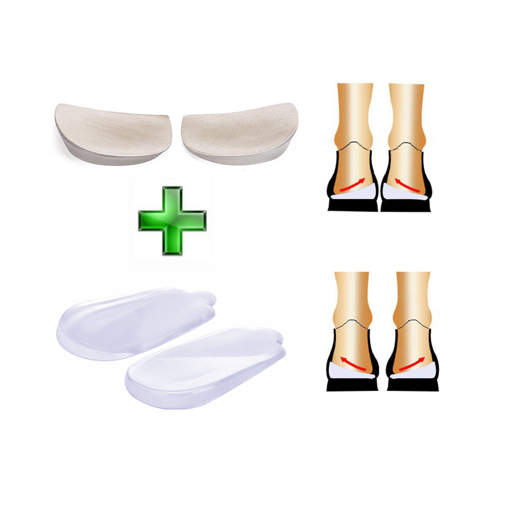 Orthopedic Insoles Shoe Inserts & Lateral Heel Wedge Lift O/X Leg Silicone Pads