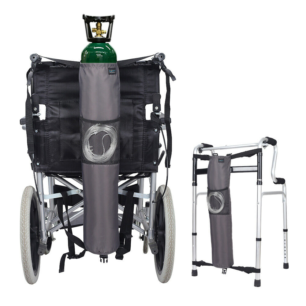 Oxygen Bag Backpack Holder Wheelchair Walker Portable Oxygen Tank Carrier Gray