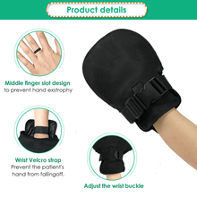 Cargar imagen en el visor de la galería, Bed Restraints Mitts Safety Hand Control Medical Mittens Dementia Gloves Protectors Hand, Prevent Scratching, 1 Pair, Black
