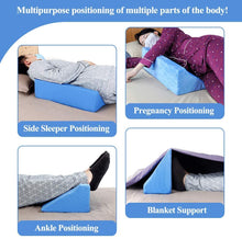 Cargar imagen en el visor de la galería, Wedge Pillow Body Position Wedges Back Positioning Elevation Pillow Case Pregnancy Bedroom Eevated Body Alignment Ankle Support Pillow Leg Bolster (Blue)
