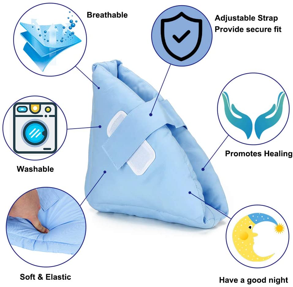 Heel Pillows Pads Bed Sore Cushion Heel Protectors For Feet Foot Boot For Injuries (1 Pair) Ankle Protector Pain Pressure Relief From Sores And Ulcers
